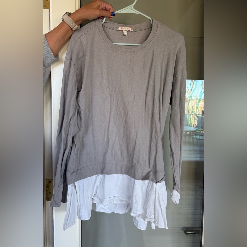 Gray and White Women's Blouse - Picture 1 of 3